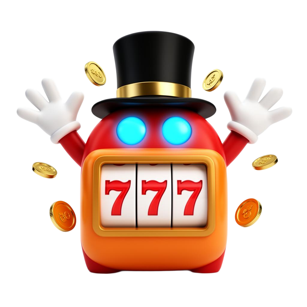 HotSlots Casino mascot with 777 jackpot